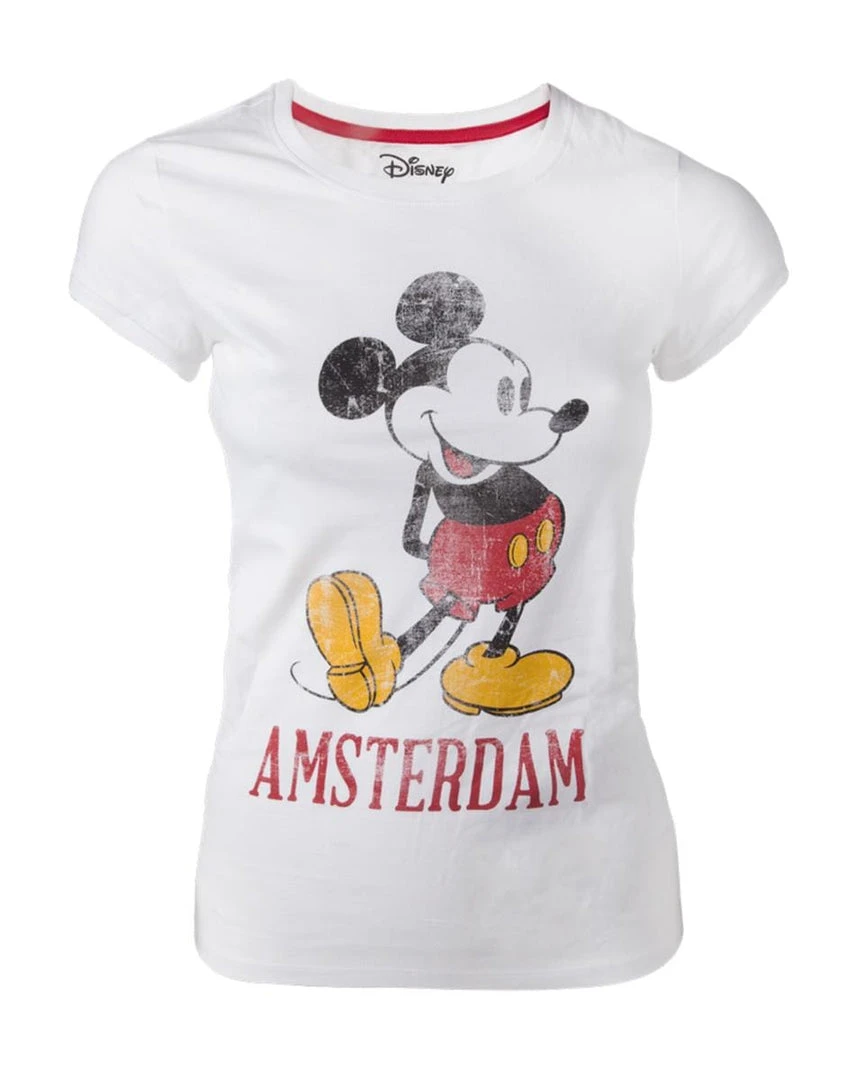 Official Disney Mickey Mouse White Vintage Look Amsterdam Women's T-Shirts 3 Official Disney Mickey Mouse White Vintage Look Amsterdam Women's T-Shirts