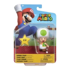 Nintendo Official Super Mario Green Toad With Super Star 10cm / 4" Figure