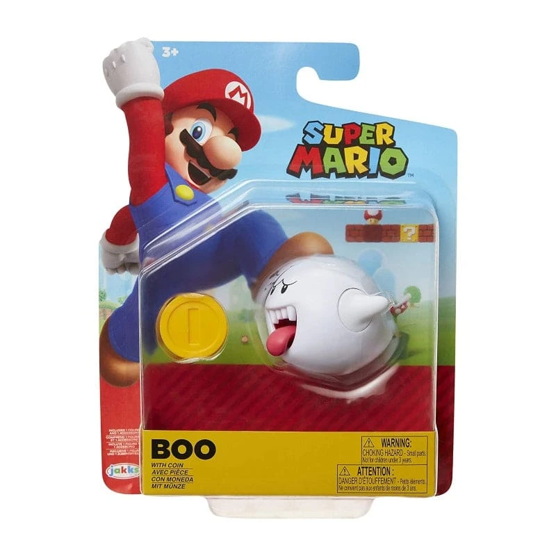 Official Super Mario Boo With Gold Coin 10cm / 4" Figure Nintendo 6 Official Super Mario Boo With Gold Coin 10cm / 4" Figure Nintendo