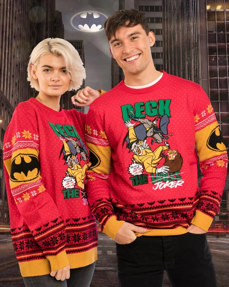 DC Christmas Jumper Official Batman Deck The Halls Christmas Jumper / Ugly Sweater 3 DC Christmas Jumper Official Batman Deck The Halls Christmas Jumper / Ugly Sweater