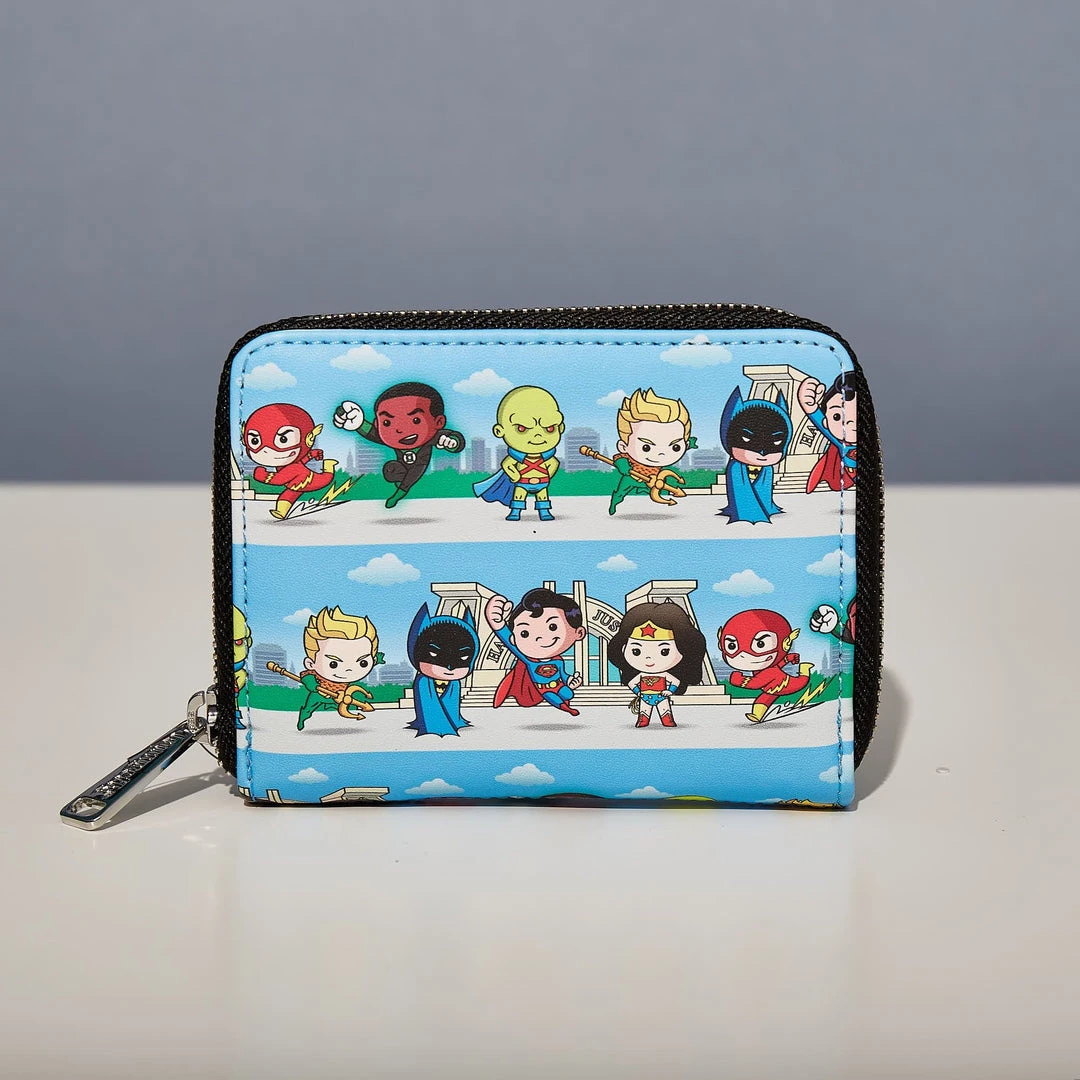 LoungeFly Dc Superheroes Chibi Lineup Zip Around Wallet 4 LoungeFly Dc Superheroes Chibi Lineup Zip Around Wallet