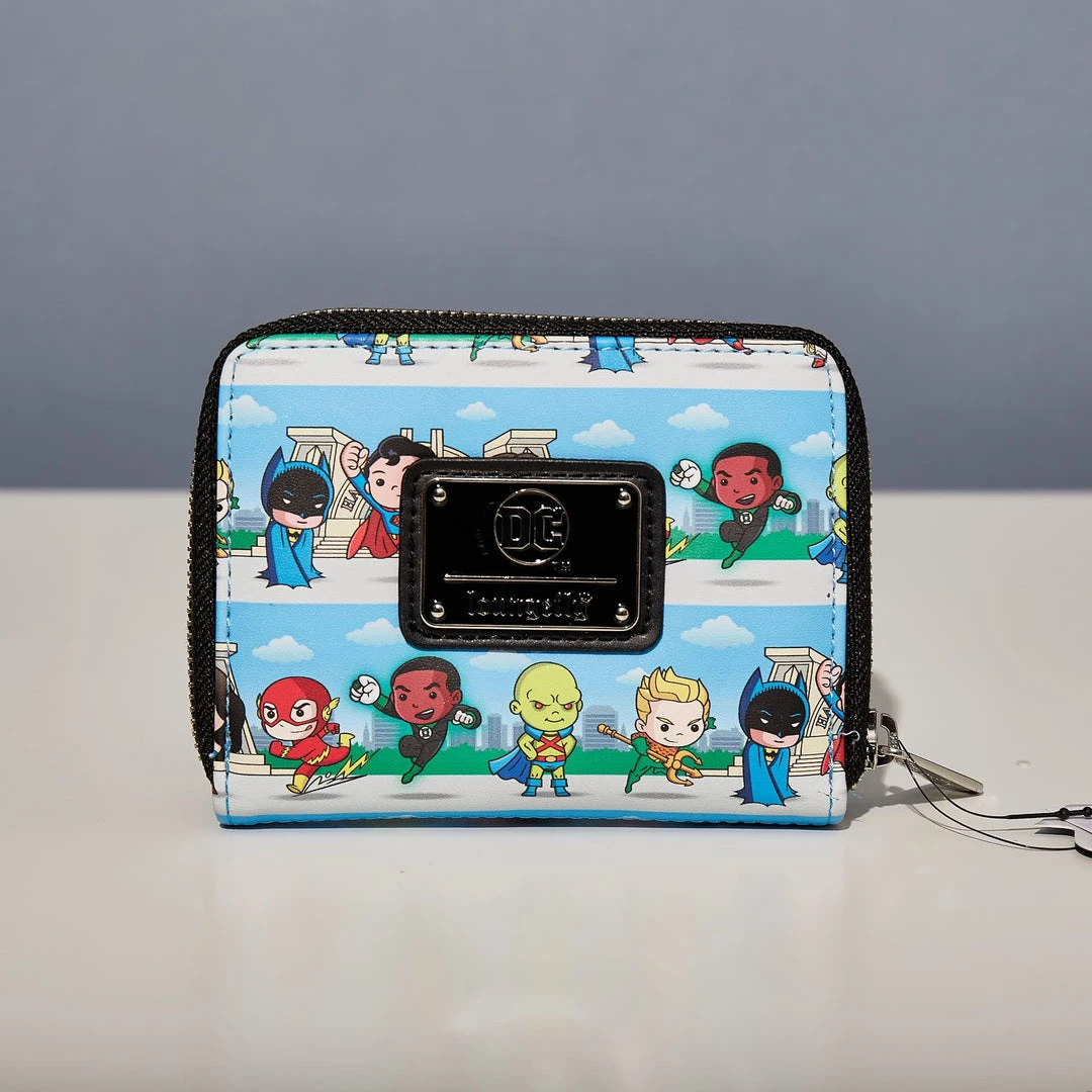 LoungeFly Dc Superheroes Chibi Lineup Zip Around Wallet 3 LoungeFly Dc Superheroes Chibi Lineup Zip Around Wallet