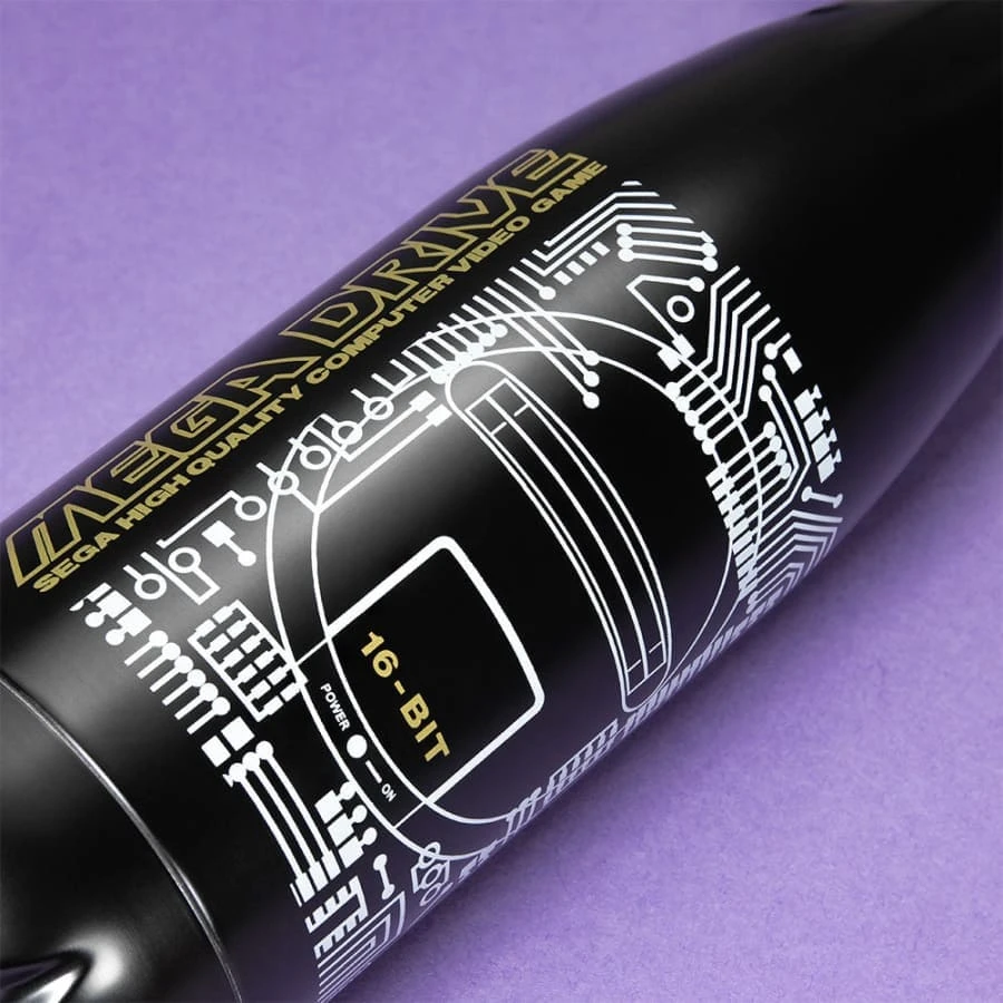 Official Mega Drive 'Technical Spec' Black Bowling Pin Style Water Bottle 4 Official Mega Drive 'Technical Spec' Black Bowling Pin Style Water Bottle