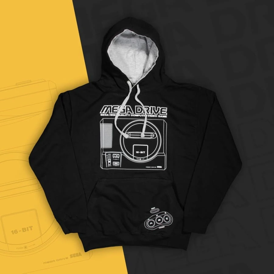 Official Mega Drive 'Logo And Console' Black And Gray Hoodies (Unisex) 3 Official Mega Drive 'Logo And Console' Black And Gray Hoodies (Unisex)