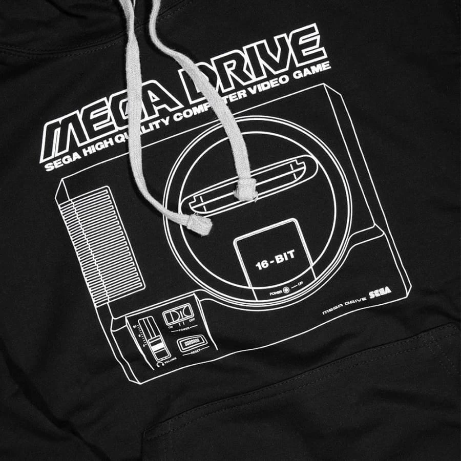Official Mega Drive 'Logo And Console' Black And Gray Hoodies (Unisex) 4 Official Mega Drive 'Logo And Console' Black And Gray Hoodies (Unisex)