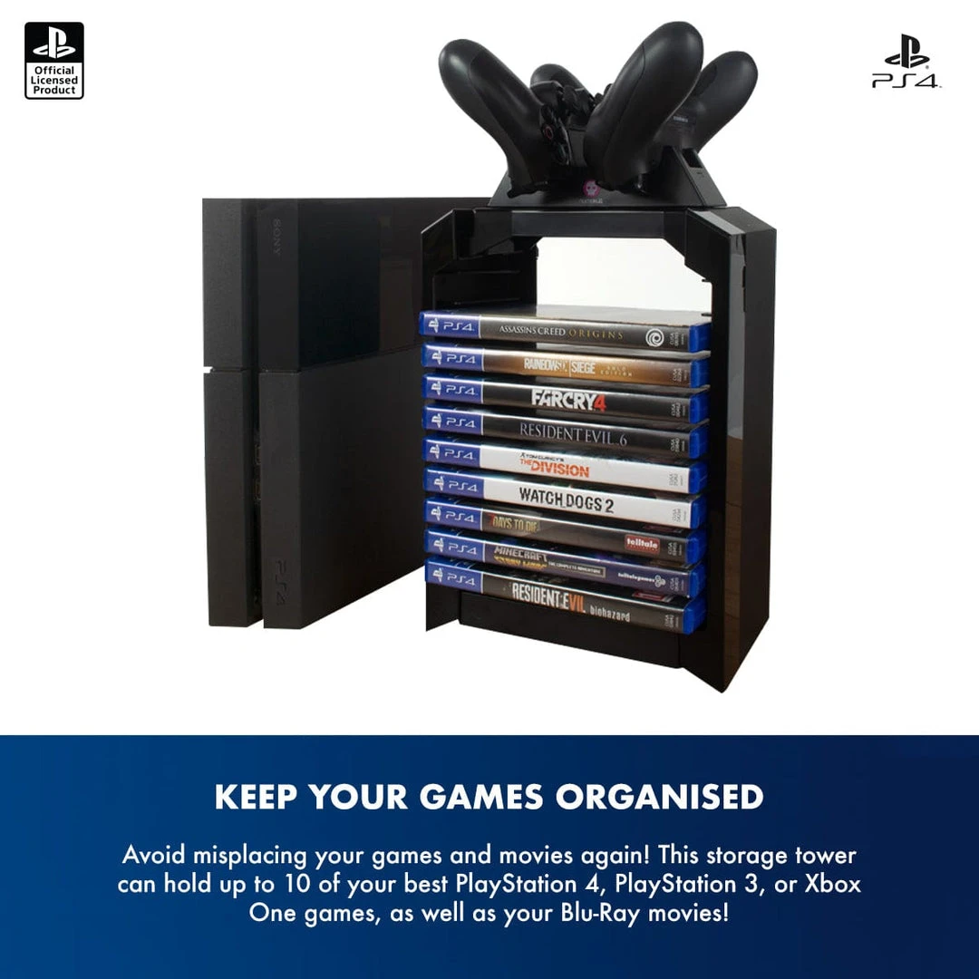 Official Sony PlayStation 4 PS4 Games Storage Tower + Dual Charger 9 Official Sony PlayStation 4 PS4 Games Storage Tower + Dual Charger
