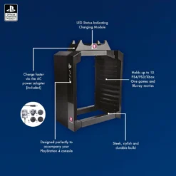 Official Sony PlayStation 4 PS4 Games Storage Tower + Dual Charger