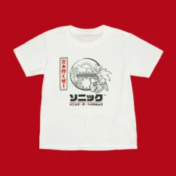 Official Modern Sonic The Hedgehog Japanese Style Kids White T-Shirts (Unisex) Apparel