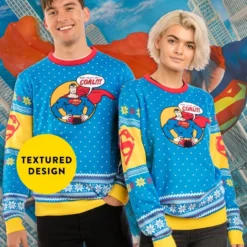 DC Christmas Jumper Official Superman 'Bad Guys Get Coal' Christmas Jumper / Ugly Sweater 10 DC Christmas Jumper Official Superman 'Bad Guys Get Coal' Christmas Jumper / Ugly Sweater