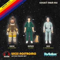 Horror Official Alien Super7 ReAction Figures 3 Pack Ash, Ripley With Jonesy And Kane With Facehugger