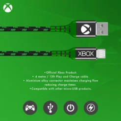 Gaming Accessories Official Xbox One Play And Charge Micro USB Charging Cable